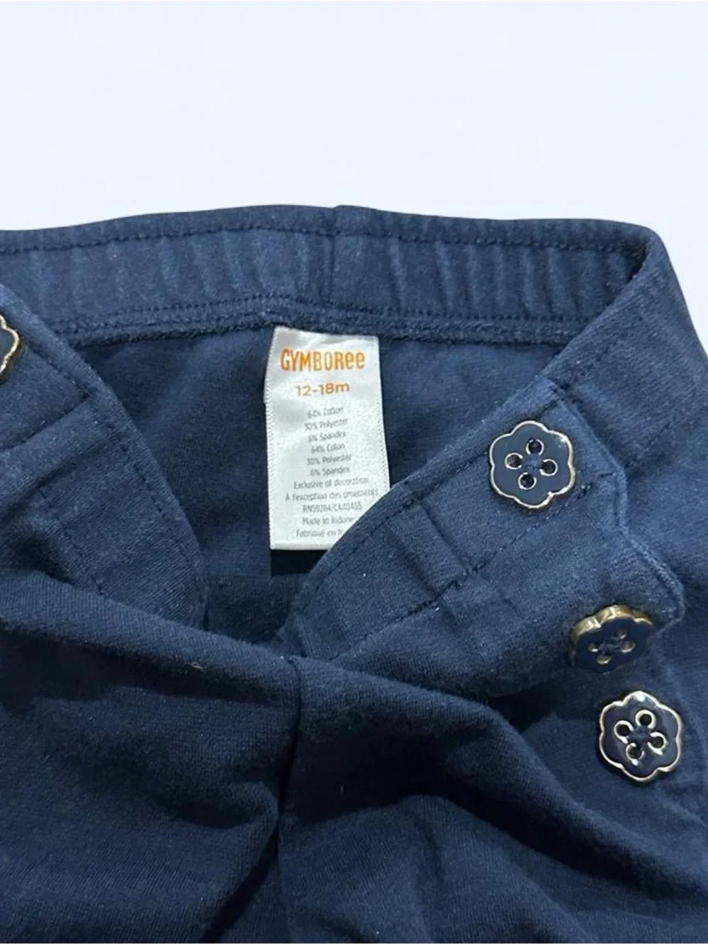 Gymboree Navy Ponte Leggings with Flower Button Details